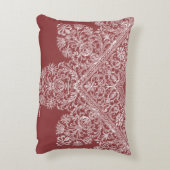 ラグジュアリーイタリアンレースパターンホワイトオンダスティレッド アクセントクッション (裏面(縦))