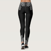 ラグジュアリーイタリアンレースパターンホワイトオンブラック レギンス (裏面)