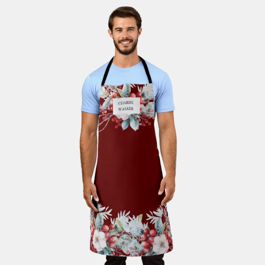 ラグジュアリーウィンターベリーホリデーモノグラムエプロン エプロン (着用した状態)