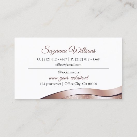 ラグジュアリーウェーバラ金ゴールドデコールホワイトとモノグラム 名刺 (裏面)