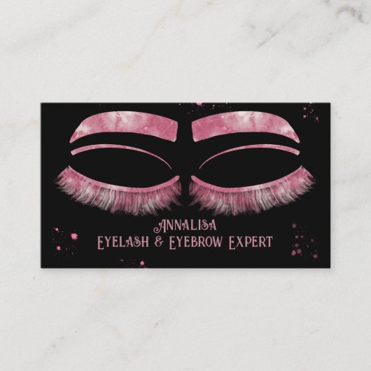 ラグジュアリーウォーターカラーアイドラッシュ&ブロー美しいピンク 名刺 (正面)