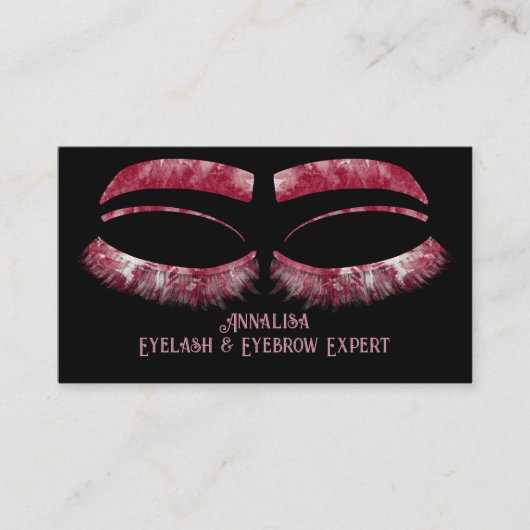 ラグジュアリーウォーターカラーアイドラッシュ&ブロー美しいレッドピンク 名刺 (正面)