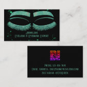 ラグジュアリーウォーターカラーアイラッシュ&ブロー美しい、ミントグリーン 名刺 (正面/裏面)