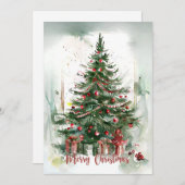 ラグジュアリーウォーターカラークリスマスツリー シーズンカード (正面/裏面)