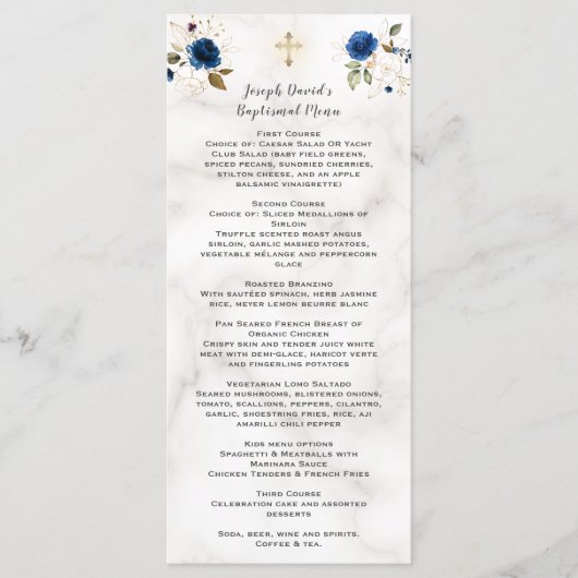 ラグジュアリーウォーターカラーネイビーブルー金ゴールドフローラバプティスミー メニュー (正面)