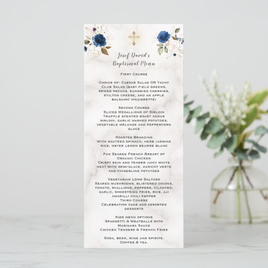 ラグジュアリーウォーターカラーネイビーブルー金ゴールドフローラバプテスマ メニュー (スタンド正面)