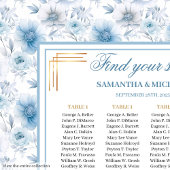 ラグジュアリーウォーターカラーパステルブルー金ゴールドシーティングチャート ポスター