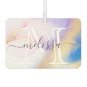 ラグジュアリーウォーターカラーパープル金ゴールドネームモノグラム カーエアーフレッシュナー (裏面)