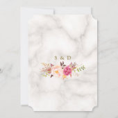ラグジュアリーウォーターカラーピンクの花マーブル結婚ズ 招待状 (裏面)