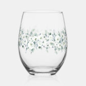 ラグジュアリーウォーターカラーボタニックアイビー離れ春結婚ズ ステムなしワイングラス (裏面)