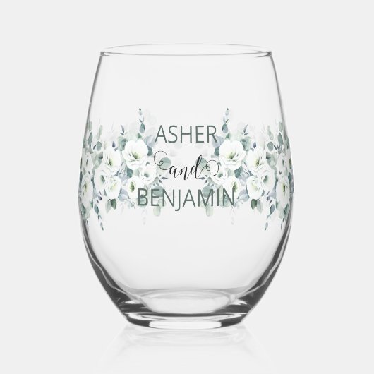 ラグジュアリーウォーターカラーボタニックアイビー離れ春結婚ズ ステムなしワイングラス (左)