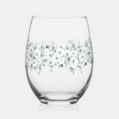 ラグジュアリーウォーターカラーボタニックアイビー離れ春結婚ズ ステムなしワイングラス (正面)