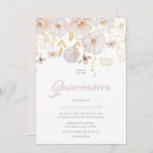 ラグジュアリーウォーターカラーワイルドフラワーズ赤面キンセアニェラ 招待状 (正面/裏面)