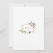 ラグジュアリーウォーター赤面ピンクフラワーズ結婚金ゴールド 招待状 (裏面)