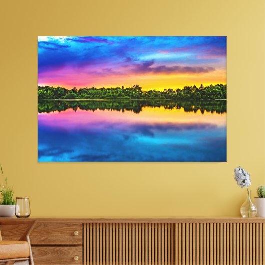 ラグジュアリーウォールアートシーニックレイクウォーターランドスケープサンセット キャンバスプリント (インサイチュ (リビング))