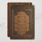 ラグジュアリーウッドアラベスク結婚式招待状 招待状 (正面/裏面)