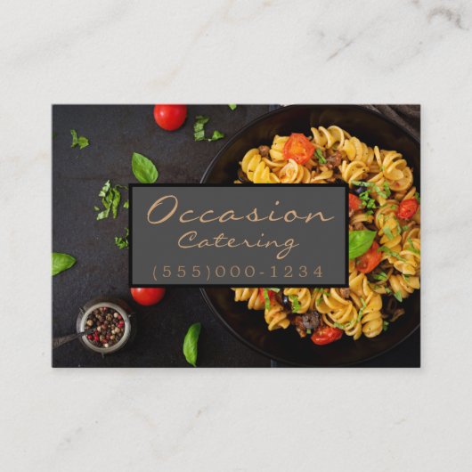 ラグジュアリーウッドディナーフードプレートデザインシェフケータリング 名刺 (正面)