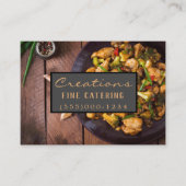 ラグジュアリーウッドデザインディナーフードプレートシェフケータリング 名刺 (正面)