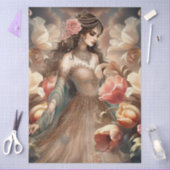 ラグジュアリーエテリアル美しい&バロックスタイル花模様 薄葉紙 (クラフト)