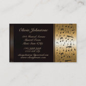 ラグジュアリーエフェクト金ゴールドとブラックミュージカルノート 名刺 (裏面)