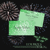 ラグジュアリーエメラルドグリーングリッタースターズアンドモノグラム スクエア名刺