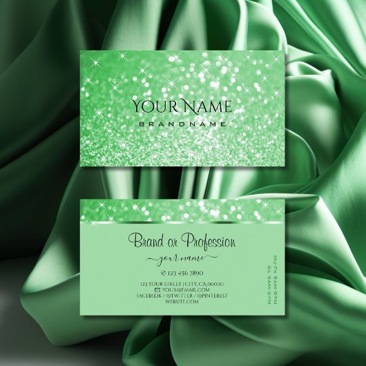 ラグジュアリーエメラルドグリーングリッタールミナンススターモダン 名刺