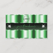 ラグジュアリーエメラルドグリーンブラックスパークルジュエリー追加ロゴ 名刺 (正面)