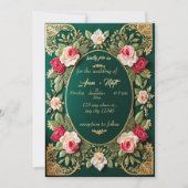 ラグジュアリーエメラルドグリーン結婚式招待状with Fl 招待状 (正面)