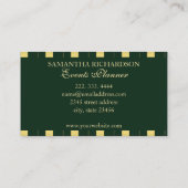 ラグジュアリーエメラルドグリーン金ゴールドストライプ幾何学的 名刺 (裏面)