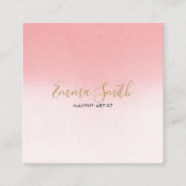 ラグジュアリーエレガントなピンクの水彩 スクエア名刺 (正面)