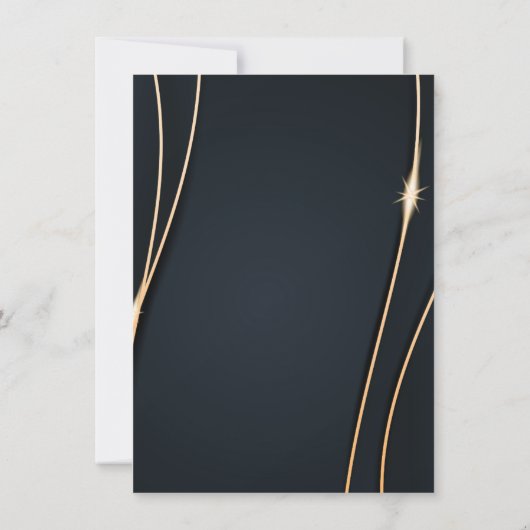 ラグジュアリーエレガントなブラックと金ゴールドのフローラ結婚ズ 招待状 (裏面)