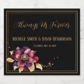 ラグジュアリーエレガントなブラックゴールデンブルゴーニュの水彩 スパークリングワインラベル (シングルラベル)