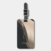 ラグジュアリーエレガントなブラックベージュ金ゴールドプロフェッショナル ラゲッジタグ (正面縦)