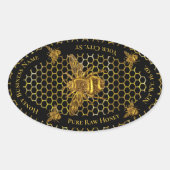 ラグジュアリーエレガントなブラック金ゴールドクイーンビーハニージャー 楕円形シール (正面)