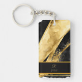 ラグジュアリーエレガントなブラック金ゴールドモノグラム結婚ズ キーホルダー (正面)