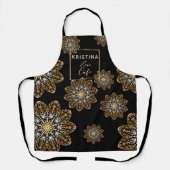 ラグジュアリーエレガントなメタリックフェイク金ゴールドマンダラ エプロン (正面)