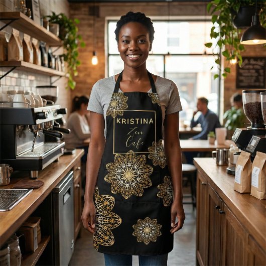 ラグジュアリーエレガントなメタリックフェイク金ゴールドマンダラ エプロン