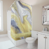 ラグジュアリーエレガントイエローグレー金ゴールド大理石エフェクト名 シャワーカーテン (インサイチュ)