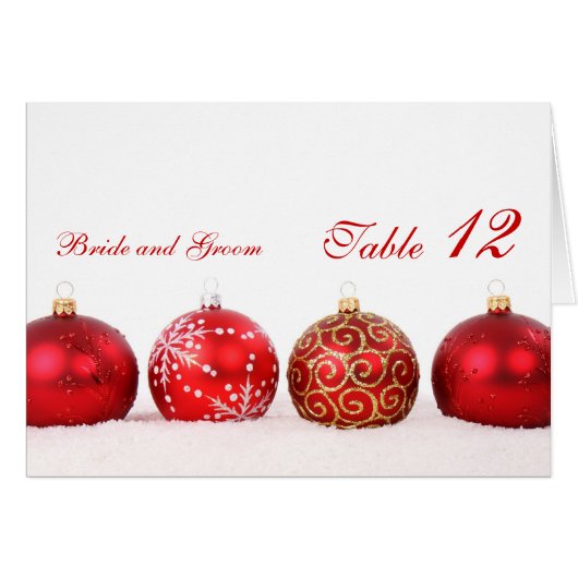 ラグジュアリーエレガントウィンターホリデーテーブルナンバーカード (正面横)