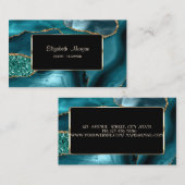 ラグジュアリーエレガントエメラルドグリーングリッターフレーム 名刺 (正面/裏面)