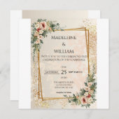 ラグジュアリーエレガントガーデン結婚フラワーズ セーブザデート (正面/裏面)