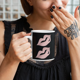 ラグジュアリーエレガントグラムバラ金ゴールドリップ&ブラックファッション マグカップ