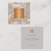 ラグジュアリーエレガントグラムバラ金ゴールド大理石モノグラムの スクエア名刺 (正面/裏面)