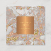 ラグジュアリーエレガントグラムバラ金ゴールド大理石モノグラムの スクエア名刺 (正面)
