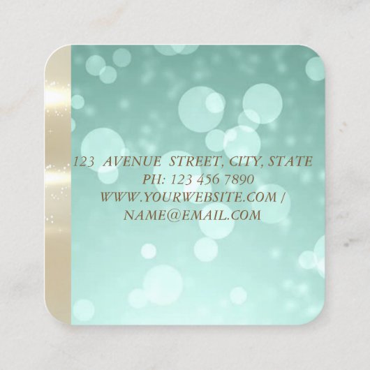ラグジュアリーエレガントグラムフェイク,金ゴールド,《写真》ぼけ味,レース,ドレス スクエア名刺 (裏面)
