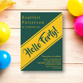 ラグジュアリーエレガントグリーンアンド金ゴールドシック40th誕生日 招待状