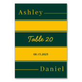 ラグジュアリーエレガントグリーンアンド金ゴールドストライプズシッ結婚クス テーブルナンバー (裏面)