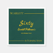 ラグジュアリーエレガントグリーンアンド金ゴールドモダン誕生日 スタンダードカクテルナプキン (正面)