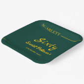 ラグジュアリーエレガントグリーンアンド金ゴールドモダン誕生日 ペーパープレート (傾斜あり)