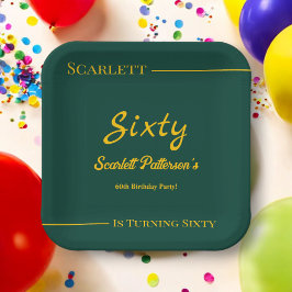 ラグジュアリーエレガントグリーンアンド金ゴールドモダン誕生日 ペーパープレート